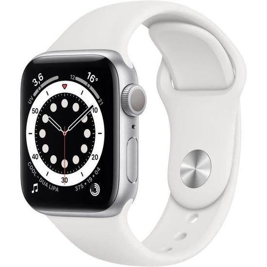 Apple Watch Series 6 GPS - 40mm Boîtier aluminium Argent - Bracelet Blanc (2020) - Reconditionné - Etat correct