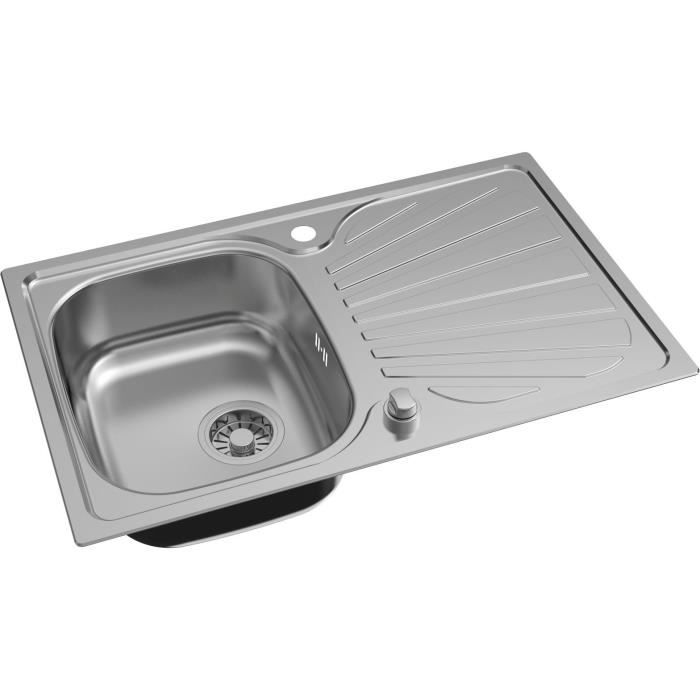 Oceanic Evier Cuisine En Inox 1 Bac 1 Egouttoir 80x50x17 Cm