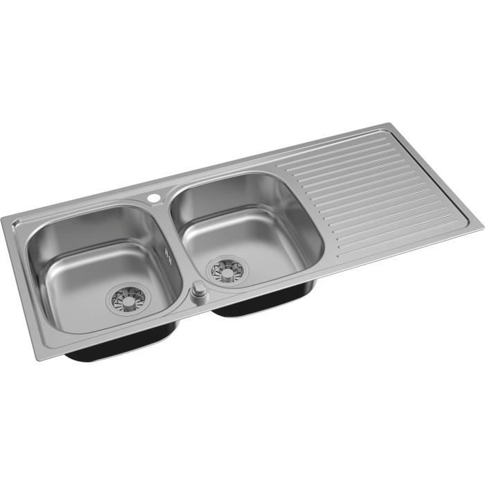 Oceanic Evier Cuisine En Inox 2 Bacs 1 Egouttoir 116x50x17 Cm