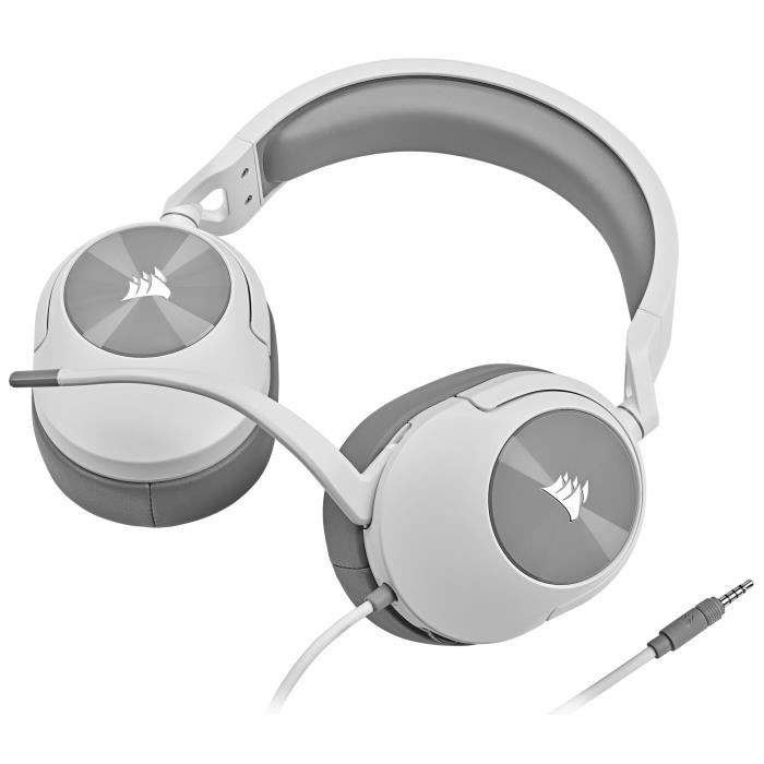 Casque gaming CORSAIR HS55 STEREO - Blanc, Micro-casque filaire jack 3,5mm  - Cdiscount Informatique