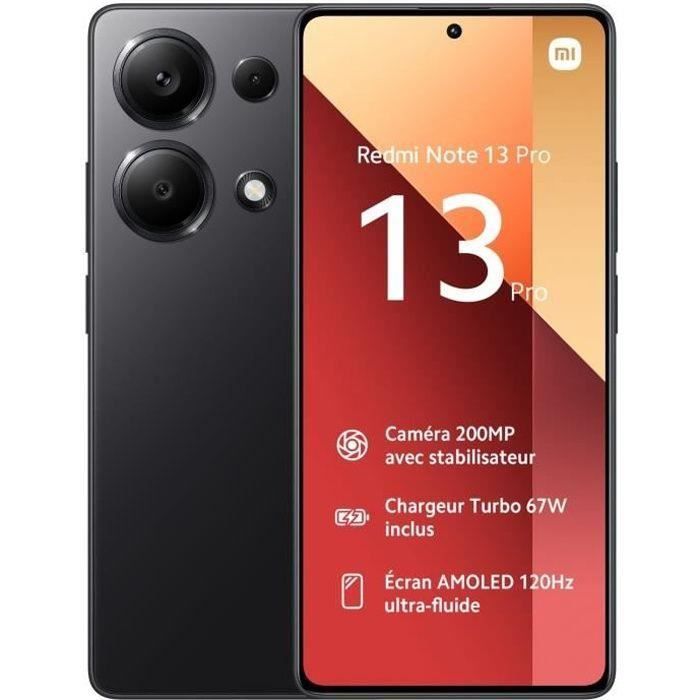 Smartphone Xiaomi Redmi Note 13 Pro 5G 8Go 256 Go Noir Batterie 5100 mAh NFC Écran AMOLED 6.67