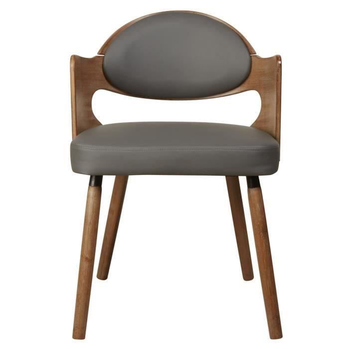 Kiruna Chaise De Salle A Manger Simili Gris Vintage L 50 X P