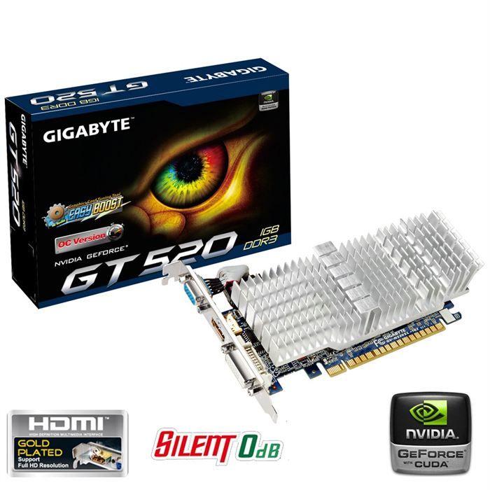 Gigabyte GeForce GT520 1Go DDR3 Silent LP Cdiscount Informatique