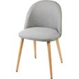 MACARON chaise de salle à manger - Tissu gris clair - Scandinave - L 50 x P 50 cm-0