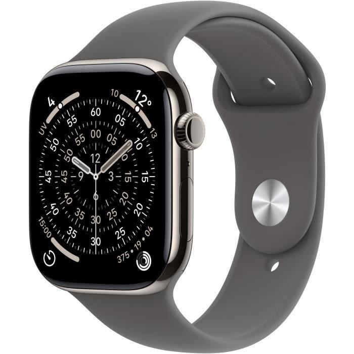 Apple Watch Series 11 GPS + Cellular - 46mm - Boîtier Natural Titanium  - Bracelet Stone Grey Sport Band - M/L