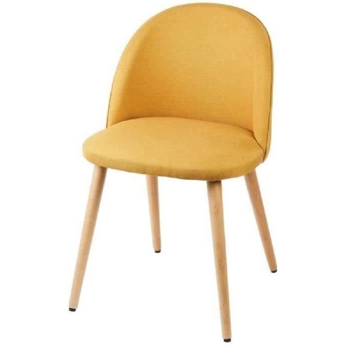 Macaron Chaise De Salle A Manger Tissu Jaune Moutarde