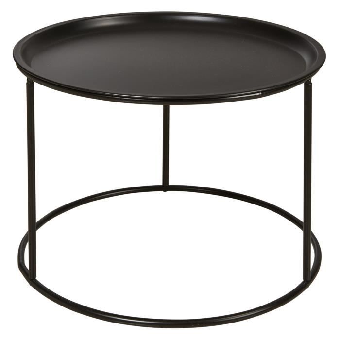 Sergio Table Basse Rondes Style Contemporain Metal Noir L 56 X L