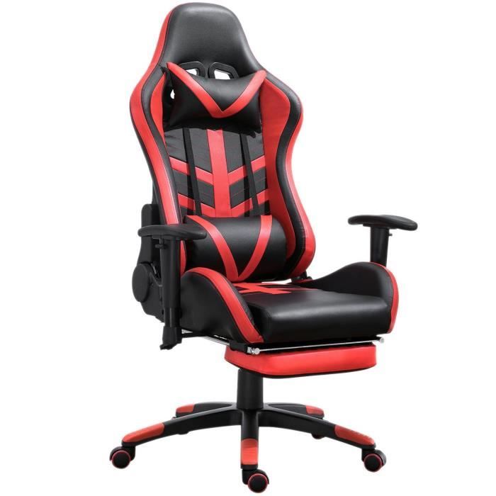 naaimachine Paleis Zwart PILOTE Fauteuil de Bureau gamer - Simili Noir/Rouge - L 70 x P 69 x H  125-135 cm - Cdiscount Maison