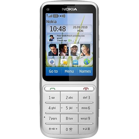 Téléphone portable NOKIA C3-01 - Ecran 2.4" - Wi-Fi - Bluetooth 2.1 - Appareil photo 5MP - Radio FM - Silver