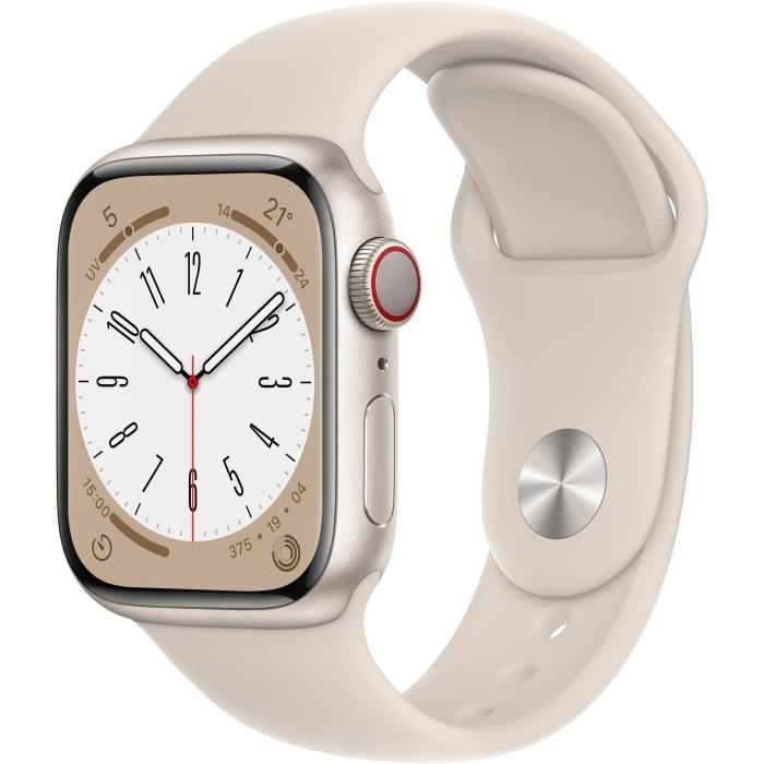 Apple Watch Series 8 GPS + Cellular   mm   Boîtier Starlight