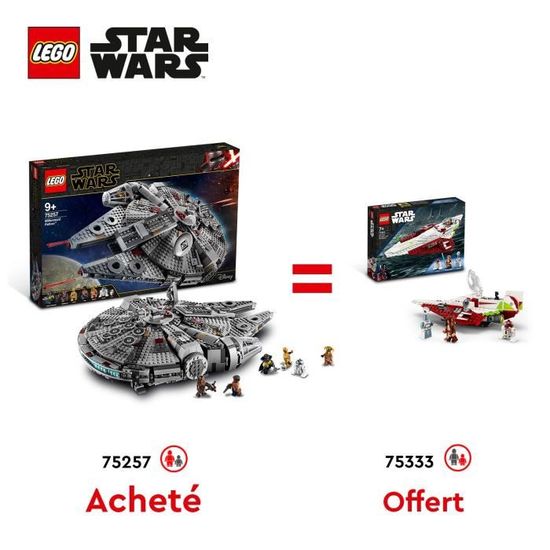 LEGO Star Wars 75257 Faucon Millenium + LEGO® Star Wars 75333 Le Chasseur Jedi d’Obi-Wan Kenobi