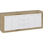 NO NAME Buffet Mélamine chêne rustique et blanc mat - 4 portes et 3 tiroirs L 206 x P 45 x H 83,4 cm STONE