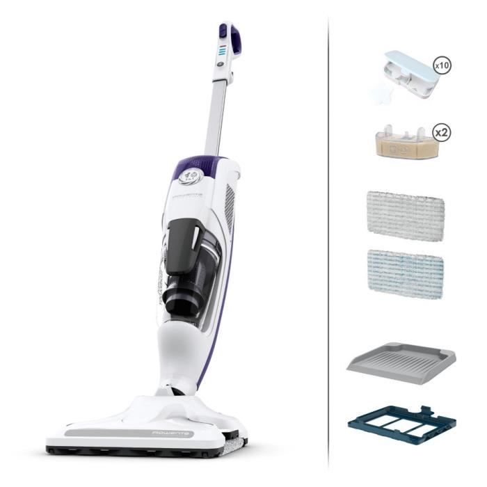 Rowenta Steam Power Nettoyage Vapeur Sans Produits Chimiques Ni Détergents Elimine Jusqu’à 99,9 /% Des Germes Et Des Bactéries /& Kit De Remplacement 2 Lingettes Microfibres 1 Cartouche Anti Calcaire