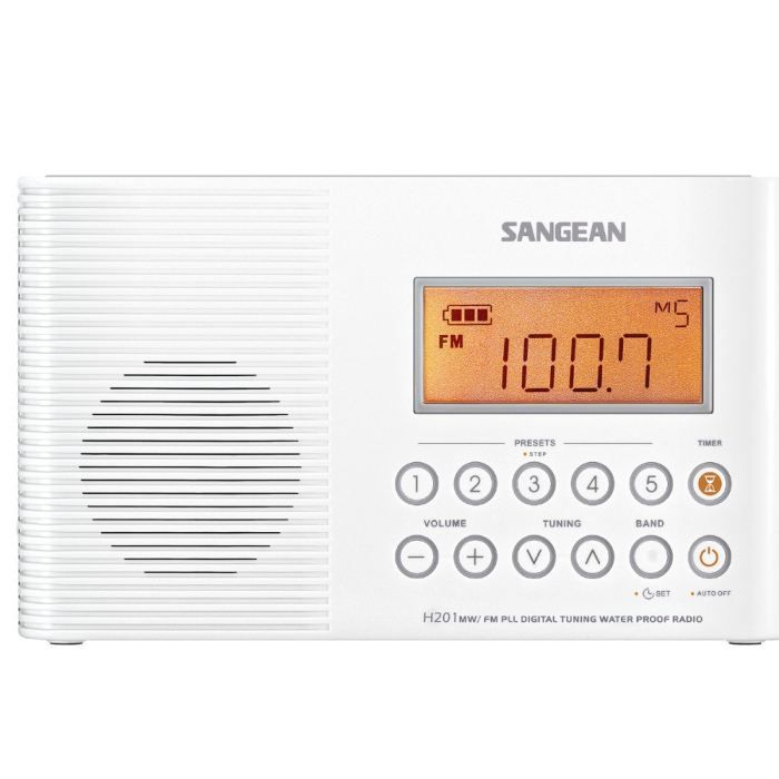 Sangean H 201 Radio Portable Etanche Pour Salle De Bain Blanc