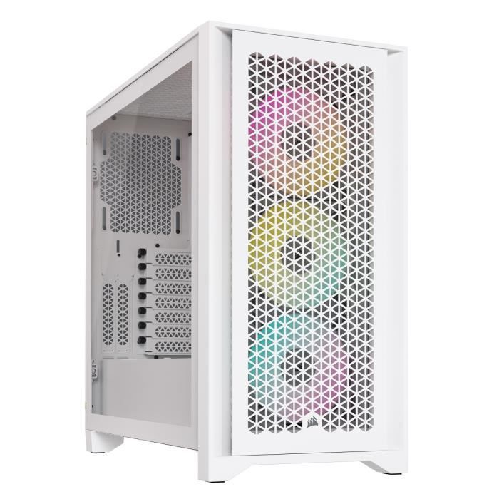 Boitier PC – CORSAIR – iCUE 4000D RGB Airflow – Moyen-tour – 3 ventilateurs AF120 RGB ELITE – Blanc