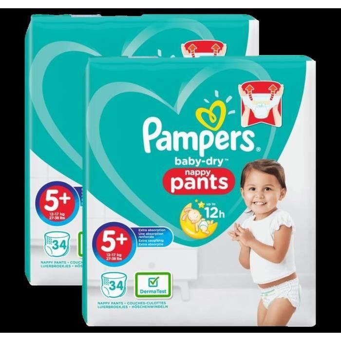 Couches pour bébé Pampers Baby Dry format Géant - Couches et