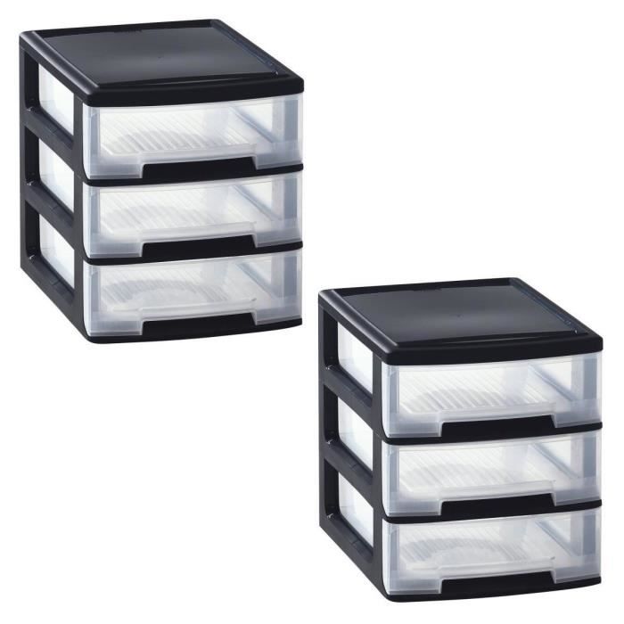 Allibert Lot De 2 Tours De Rangement 3 Tiroirs Babel Format A4 3x5