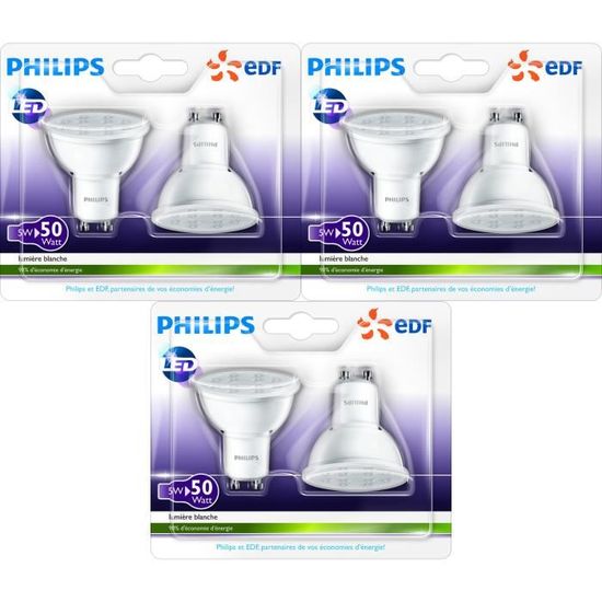 PHILIPS Lot de 6 ampoules spot GU10 LED 50W en partenariat avec EDF