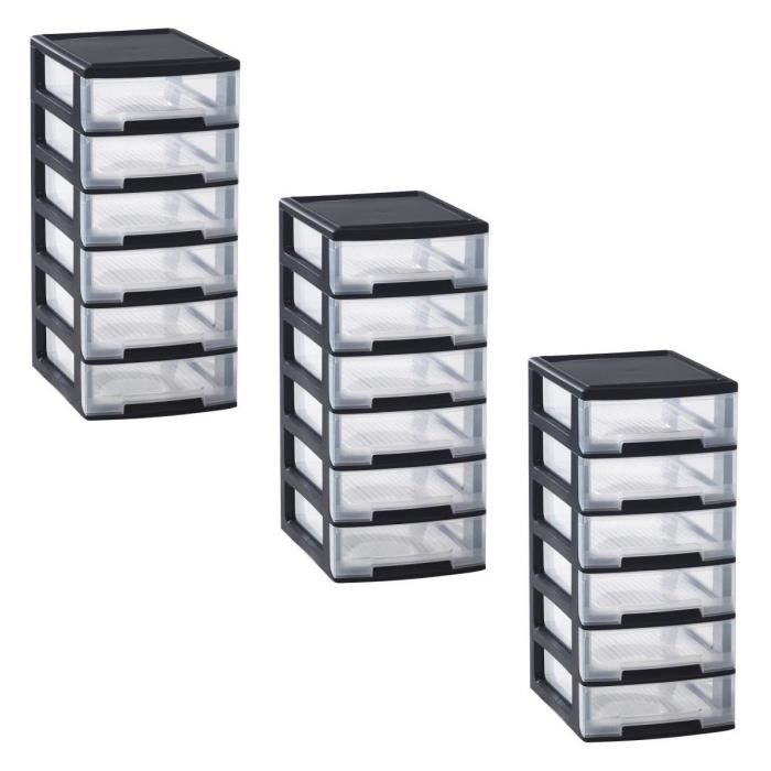 Allibert Lot De 3 Tours De Rangement 6 Tiroirs 6x5 L Achat