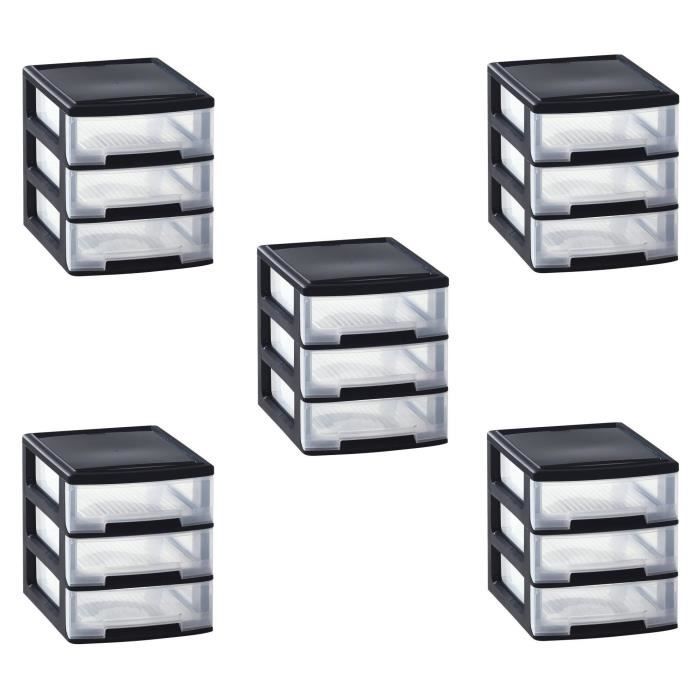 Allibert Lot De 5 Tours De Rangement 3 Tiroirs Babel Format A4 3x5