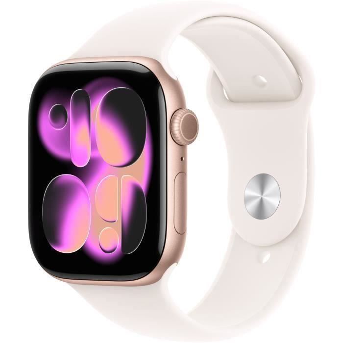 Apple Watch Series 11 GPS + Cellular - 46mm - Boîtier Rose Gold Aluminium  - Bracelet Light Blush Sport Band - S/M