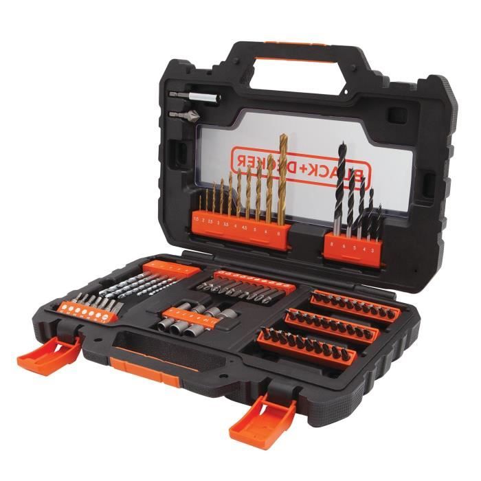 Coffret Vissage Perçage BLACK+DECKER A7231-XJ - 76 Accessoires Forets, Douilles, Embouts