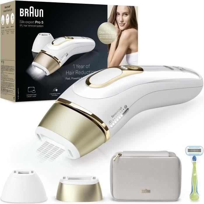 Épilateur À Lumière Pulsée - BRAUN - Silk·expert Pro 5 - Épilation à la maison - Pochette - Rasoir Venus - 2 Têtes - PL5152