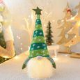 Décorations de Noël à la main Gnome avec lumière LED décor chapeau scandinave nordique Santa Figurine elfe en peluche（vert）-0