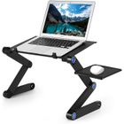 Plateau r/églable pour ordinateur portable de lit Lapdesk en bambou Canap/é-lit Plateau de repas de travail Table dordinateur portable pliante portable avec tiroir et trous de refroidissement