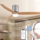 KOTEZU Ventilateur Plafond avec Lumière LED à Intensité Variable, 132 cm, Télécommande/Mode Hiver-Été/Silencieux/Moteur CC 30W/Bois