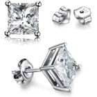 BIJOUTERIE PAPILLON BLEU Boucles d'oreilles - Goujo - Argent Sterling 925 - Zircon Cubique - Taille 6mm - Clou Puce