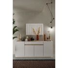 BRAND Buffet FIRENZE - Décor Blanc Laqué et Chêne Cadiz - 4 portes 1 tiroir - L205 x P40 x H87 cm