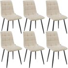 WAFTING Lot de 6 chaises de Salle à Manger rembourrées avec Dossier Haut et Design en Lin,Beige