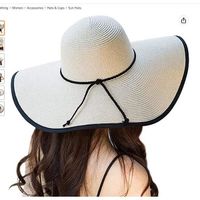 Chapeau de paille à large bord pour femme, Protection pliable Chapeau de plage Chapeau d'été élégant, Chapeaux de soleil UPF 50+