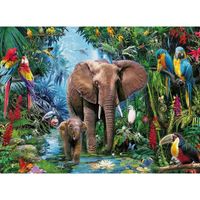 Puzzle 1000 Pièces Adulte Elephant Perroquet & Forêt Tropicale - Blanc - Jeu Educatif Jouet Défi Enfants