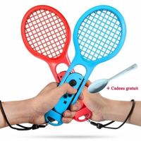Raquette de Tennis pour Nintendo Switch - Raquette de Tennis pour les Manettes Joy-Con pour Jeux Switch (2PC , Bleu+ rouge) T029EE