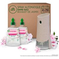 Airwick Desodorisant Maison Spray Automatique Sans Gaz Active Fresh 1 Diffuseur + 2 Recharges Parfum Jasmin