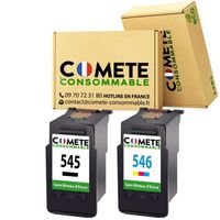 545 546 Fabriqué en France - 2 Cartouches d'Encre Compatibles CANON PG-545 CL-546 - Pack de 2 - Sans affichage du niveau d'Encre
