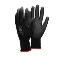 ECD Germany 1 Paire de gants de travail en PU, taille 7, couleur noir, gants de mécanicien