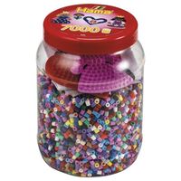 HAMA - Pot de 7000 perles à repasser taille MIDI et 2 plaques (Cœur et princesse) - Loisirs créatifs
