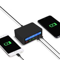Station de Recharge Intelligente 5 Ports USB 50 Watts avec Recharge Rapide QC 3.0 - 818 - Noir