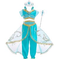 Jurebecia Filles Princesse Robe Aladdin Lampe Magique Jasmin Princesse Forme Pâques Carnaval Fête D'anniversaire