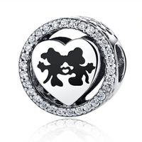 “NINGAN Amour de Mickey et Minnie” Breloque pendentif fit Pandora Bracelets & Collier 925 Perles en Argent Sterling