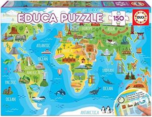 PUZZLE Mappemonde Monuments. Puzzle educatif pour Enfant 