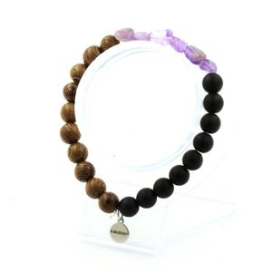 Bracelet Pierres Fines Calcédoine Et Améthyste - Plaqué Or 18 Carats - Neuf Avec étiquettes
