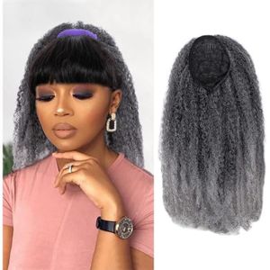 PERRUQUE - POSTICHE 18Inch Afro Kinky Curly Ponytail Clip In Wavy Pony