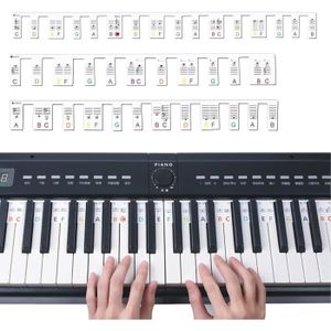 PIANO 1 Pcs 88 Touches Taille Complète Gel De Silice Autocollant Amovible pour Clavier De Piano Note Étiquette De Lettre De Notes.[Q125]