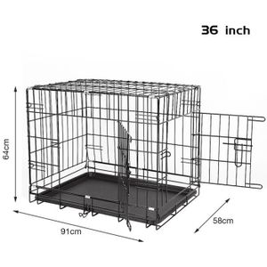 CAGE  2 Portes Cage pour chien pliable et transportable avec Poignée et Plateau - 91 x 58 x 64 cm