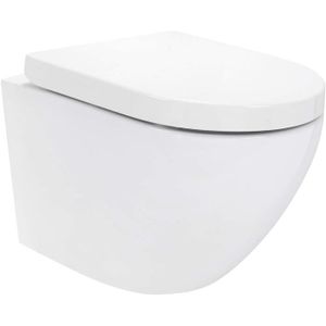 WC - TOILETTES WC suspendu en céramique blanche avec abattant frein de chute - RONDE