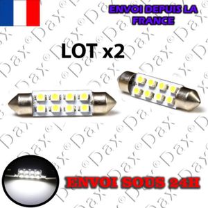AMPOULE TABLEAU BORD 2 Ampoules Dax® C5W navette 36 mm 8 leds blanches